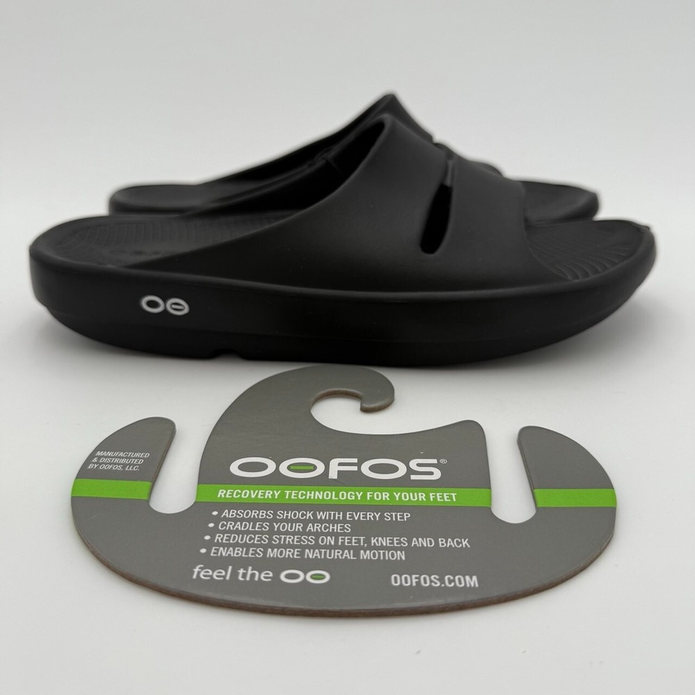 Oofos OoAhh Recovery Slides for Men and Women in Black