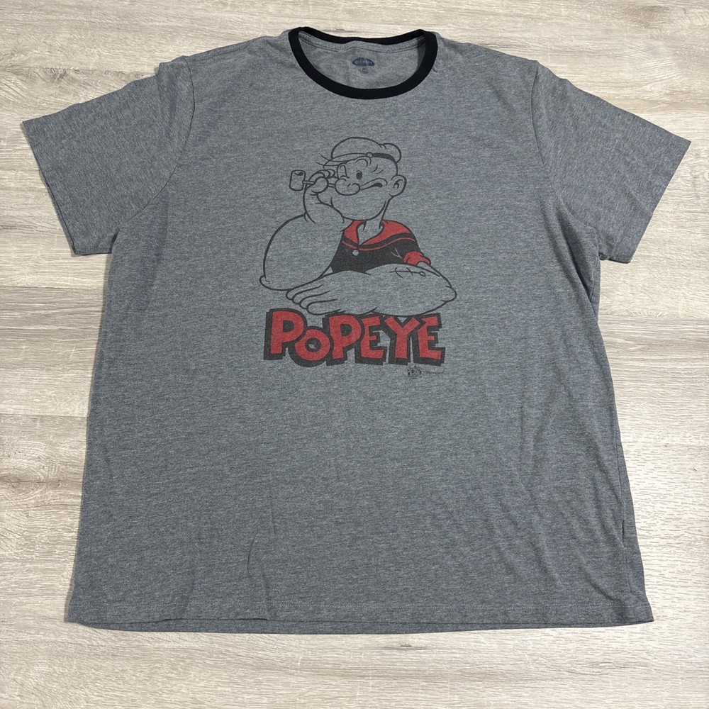 Old Navy Popeye Graphic T Shirt Men’s 2XL Gray Cartoon Sailor Tee XXL