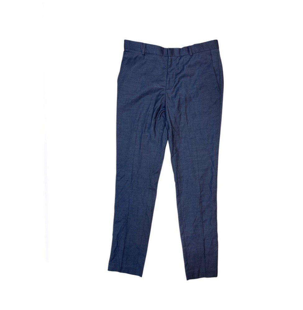 H&M Men’s Size 32R Flat Front Solid Blue Dress Pants Skinny Fit Straight Leg
