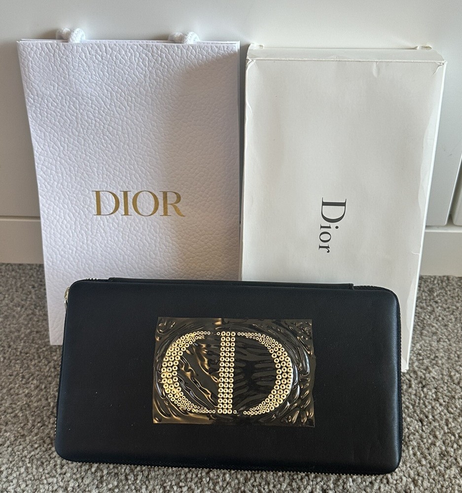 Exclusive Dior VIP Gift Black Logo Makeup Pouch with Mirror