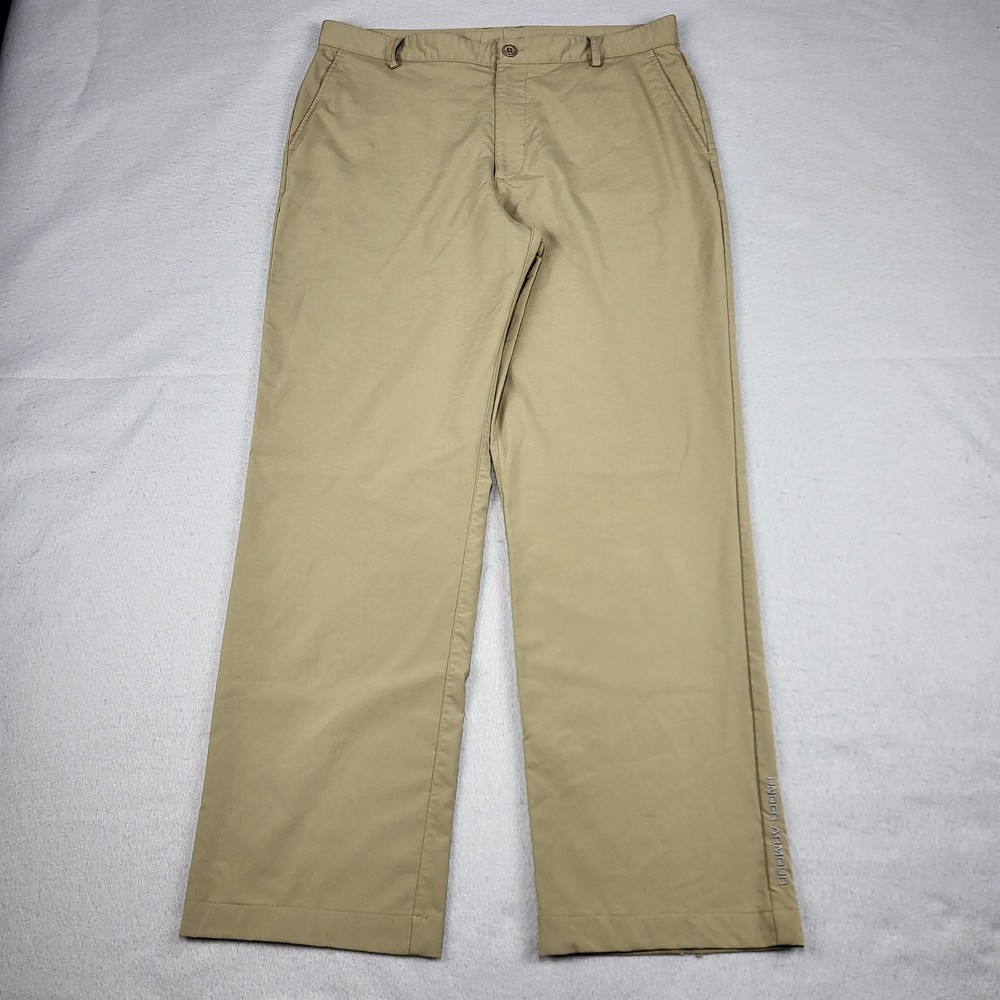 Under Armour Pants Mens 36x31 Beige Golf Khakis Stretch Flat Front Tag 36x32
