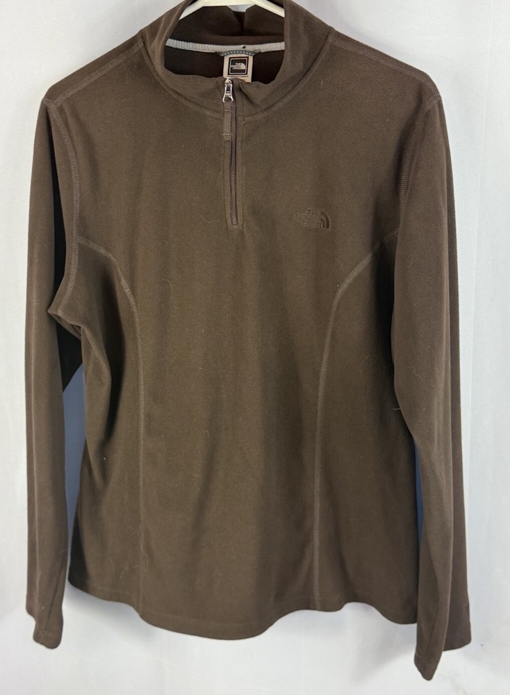 The North Face Womens 1/4 Quarter Zip Fleece Sweater Sweatshirt Jacket Brown XL