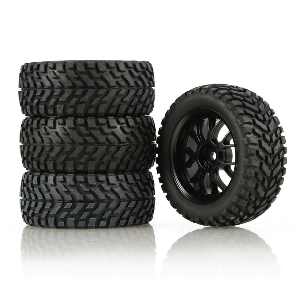 4Pcs 75mm Off-Road Tires for Wltoys 144001 Tamiya HSP 1/16 RC Buggy