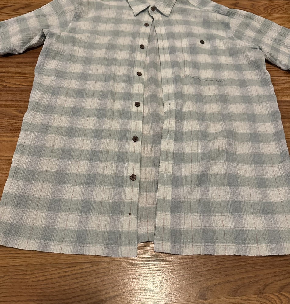 Patagonia A/C Shirt XL Lightweight Crinkle Plaid Organic Cotton Button Up Hiking