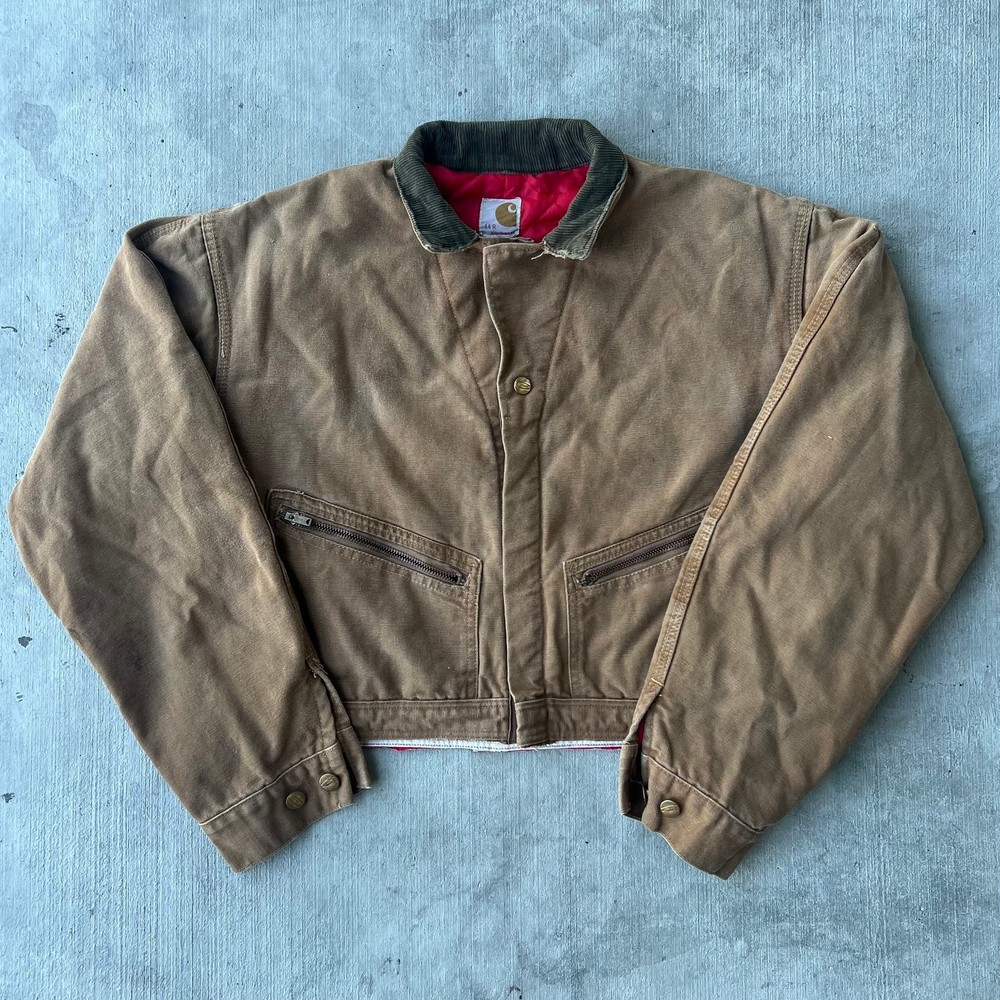 Vintage Y2K Carhartt cropped Detroit work jacket in classic style  