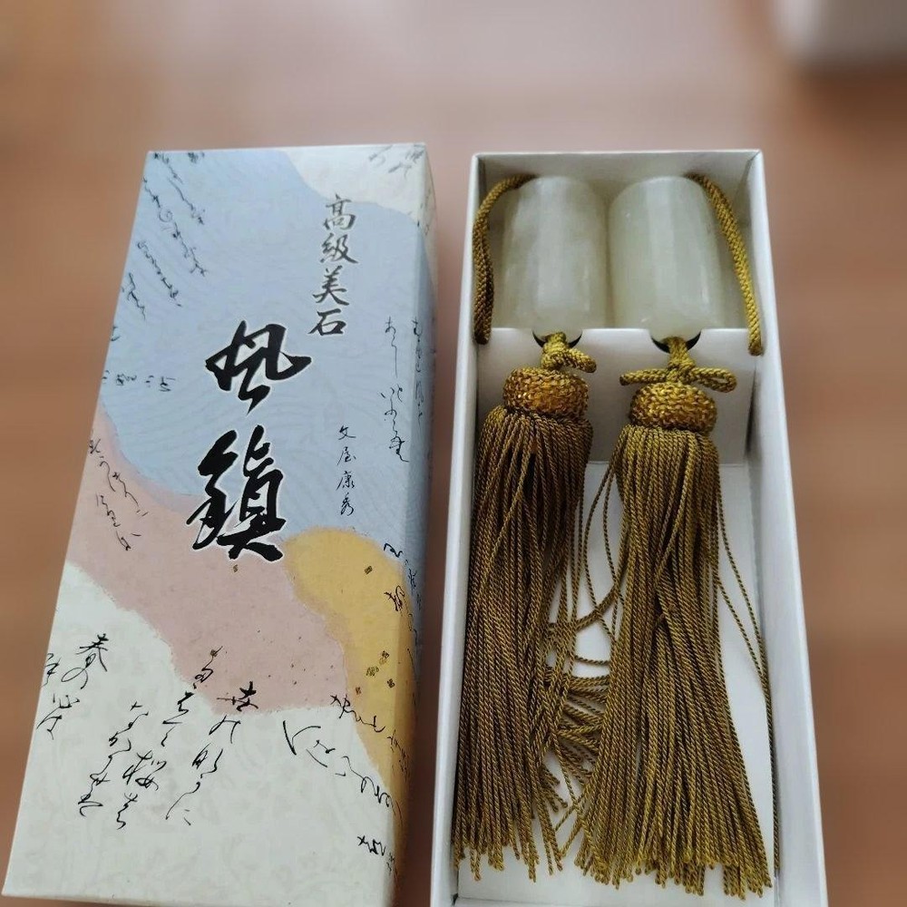 Luxury Stone Fuchin Hanging Scroll Weights Pair Decorative Japanese Accessories