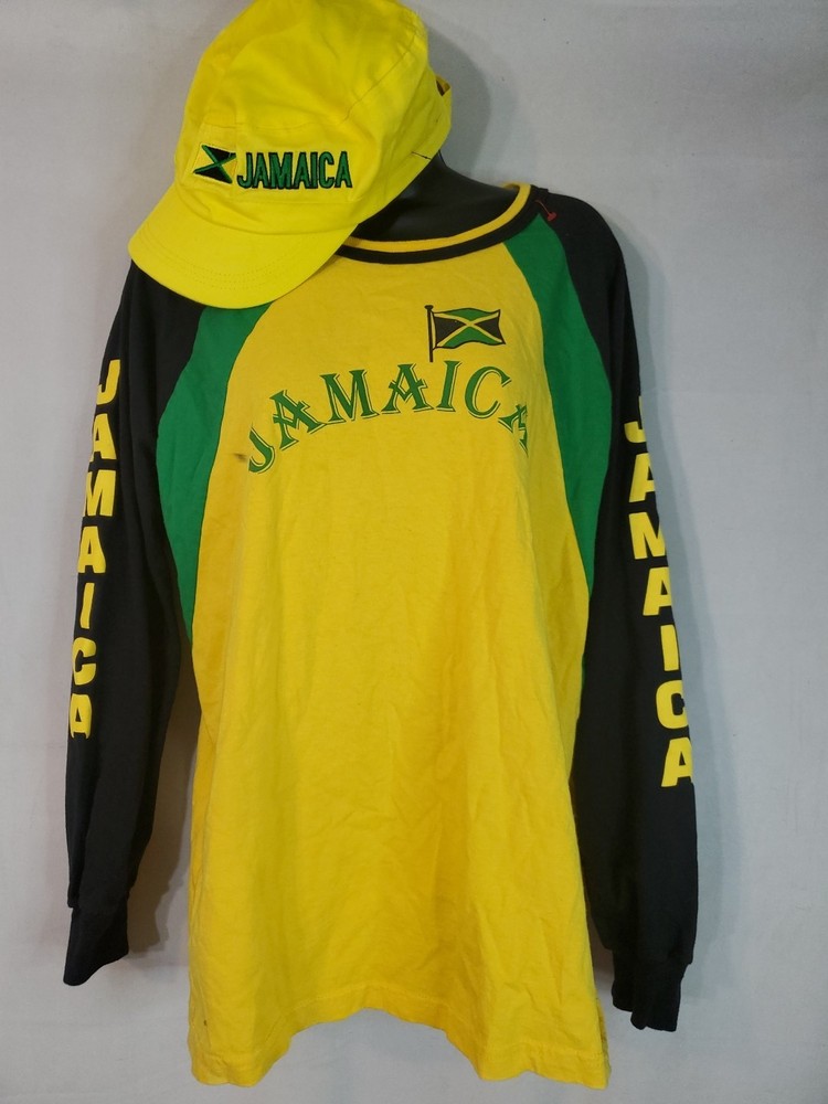 Vintage Jamaica Long Sleeve T-Shirt Men's Size Medium & Adjustable Jamaica Hat