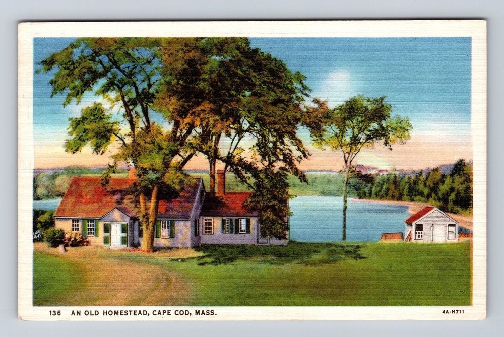 Cape Cod MA-Massachusetts, Old Homestead, Antique, Vintage Souvenir Postcard
