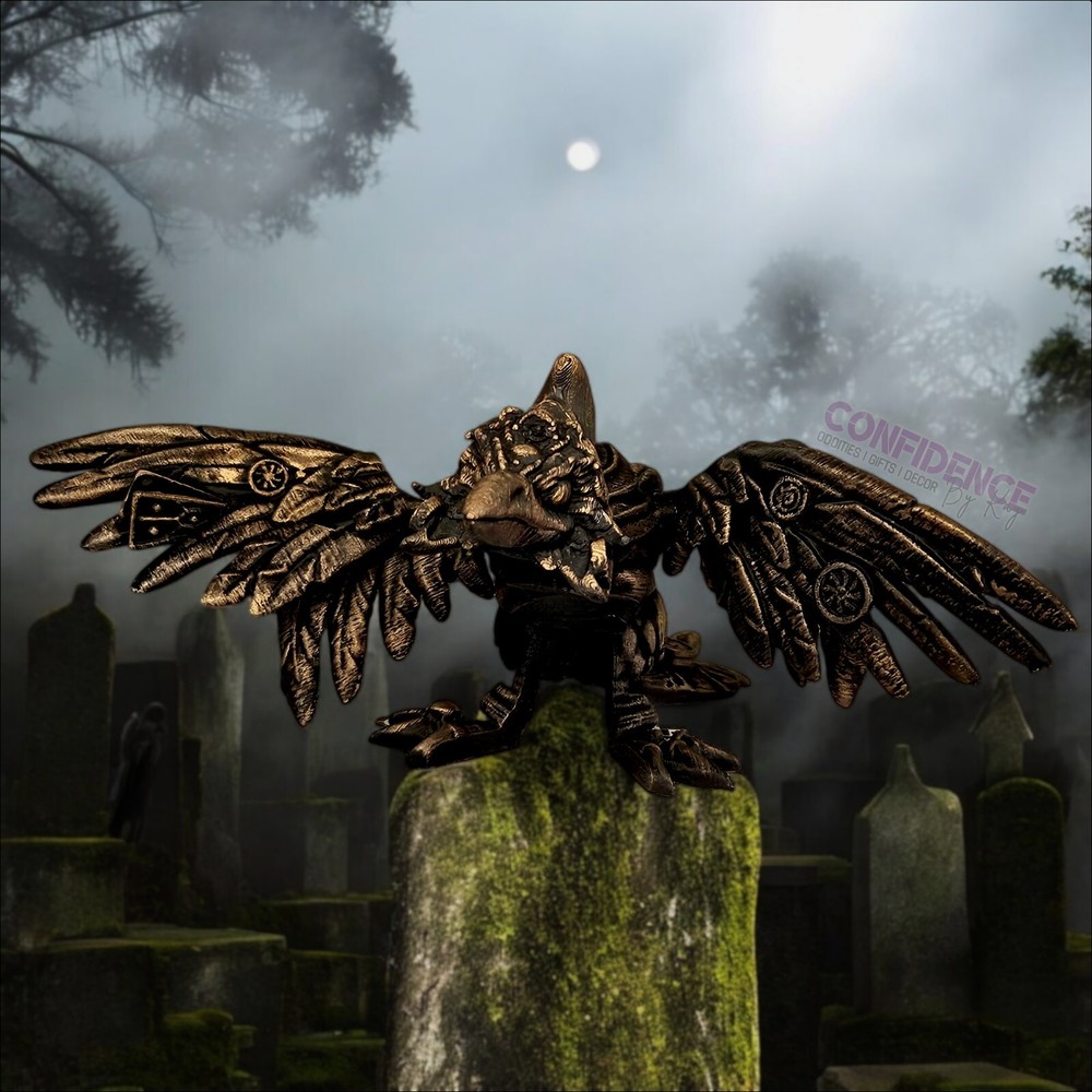 Fortune Teller Raven Gothic Crow Decor Figurine: 3D Printed, Hand-painted