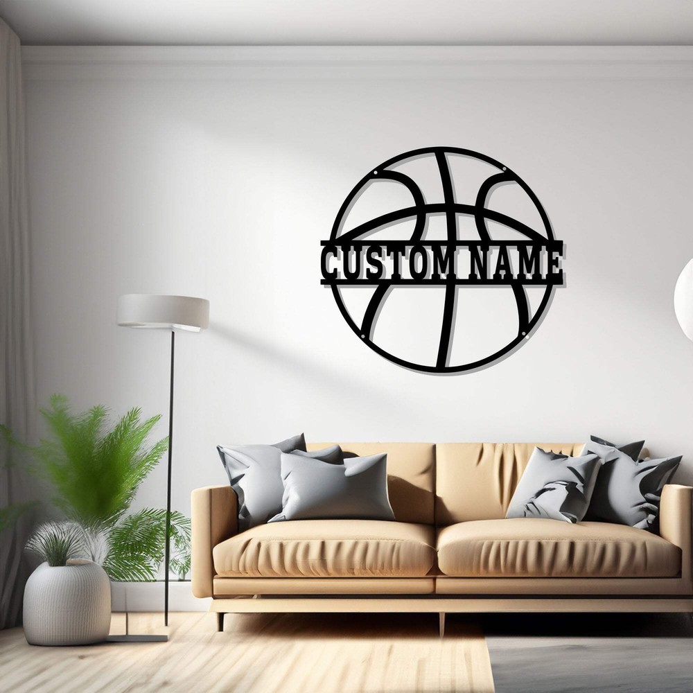 Custom Basketball Metal Wall Art Personalized Basketball Player Name Sign Decora