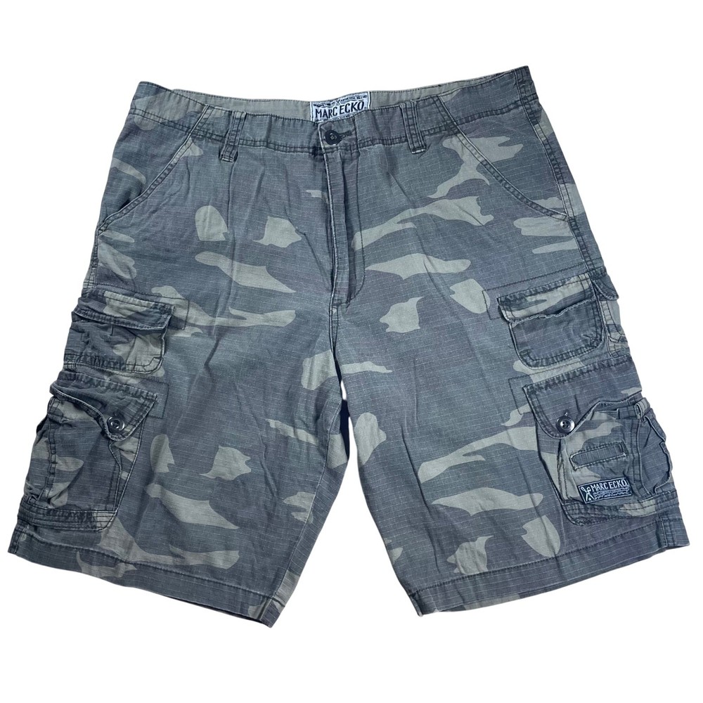 Y2K Marc Ecko Cut & Sew Cargo Shorts Men's Size 36 Camo Casual Utility Pockets