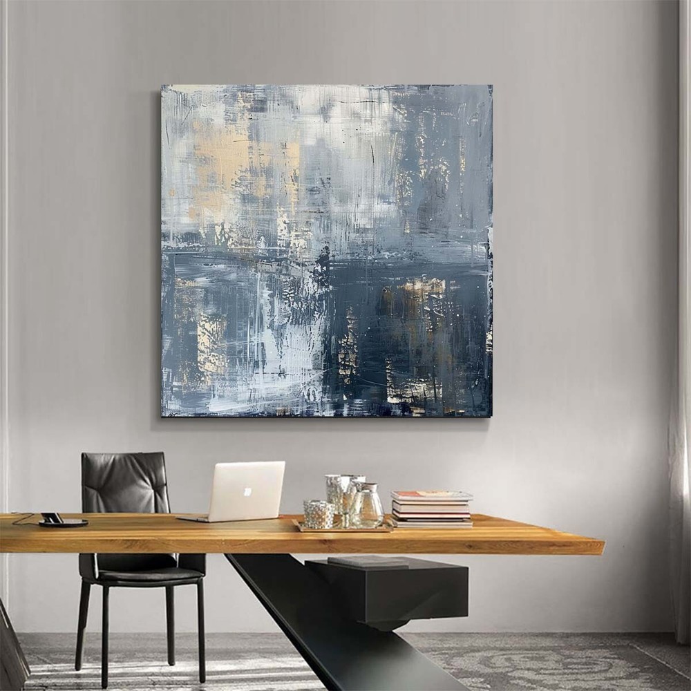 Modern Wall Art Paintings HandPainted Abstract Oil Painting On Canvas Gray 31in