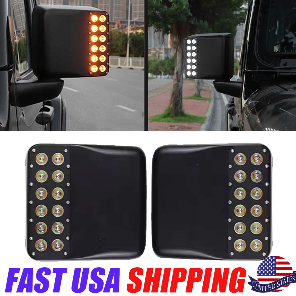 LED Rear Side Mirror Light Housing w/ Turn Signal For Jeep Wrangler JL 2018-2023