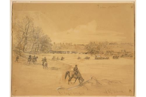 Ely's Ford,Battle of the Wilderness,Alfred Rudolph Waud,American Civil War,1864