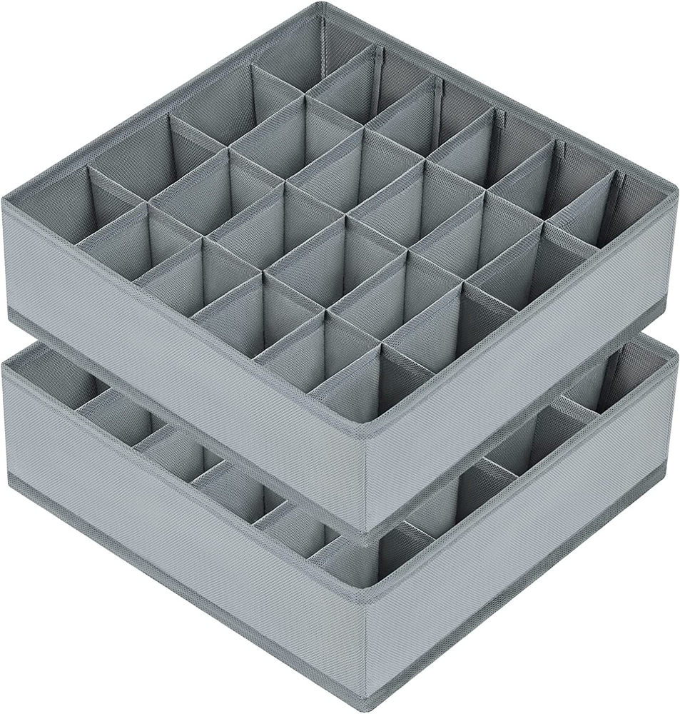 Sock Drawer Organizer Divider 2 Packs Underwear Organizer, 24 Cell Closet Organi