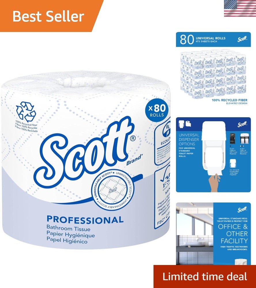 Commercial Grade 2-Ply Toilet Paper, 80 Eco-Friendly Rolls, Individually Wrapped