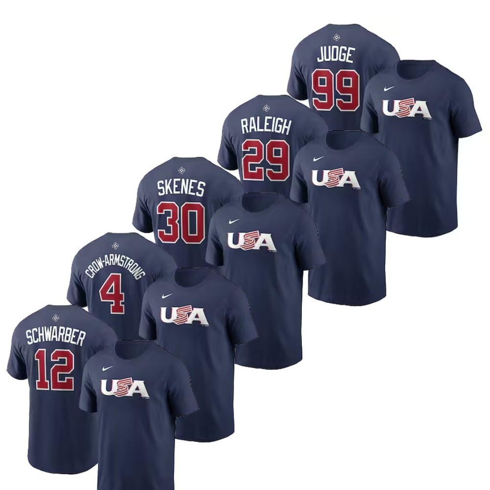 Men's USA Baseball Team 2026 World Baseball Classic Player Name & Number Shirt