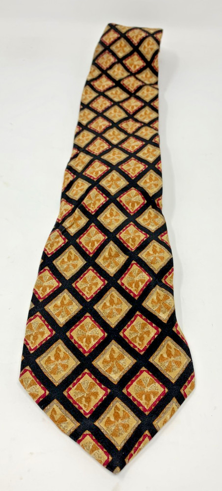 Valentino Cravatte Mens Gold/Red 100% Silk Handmade Tie