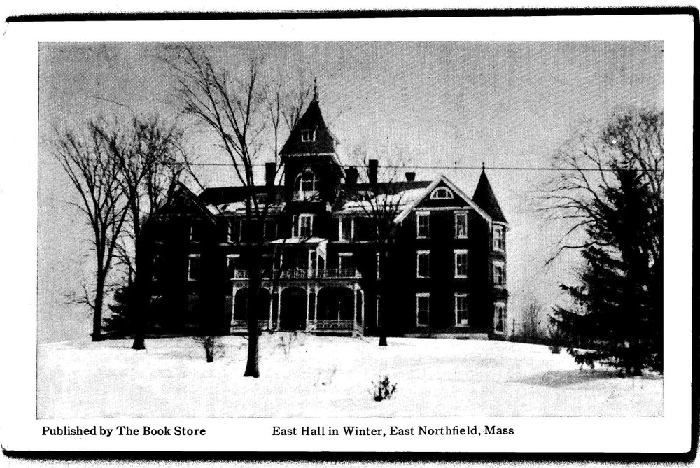 C1920 East Hall in Winter Seminary? East Northfield MS Postcard