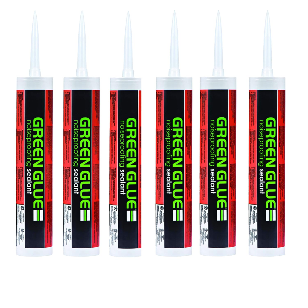 Green Glue Noiseproofing Sealant Caulk - Pack of 6 Tubes (28 Oz Each) - with Cle