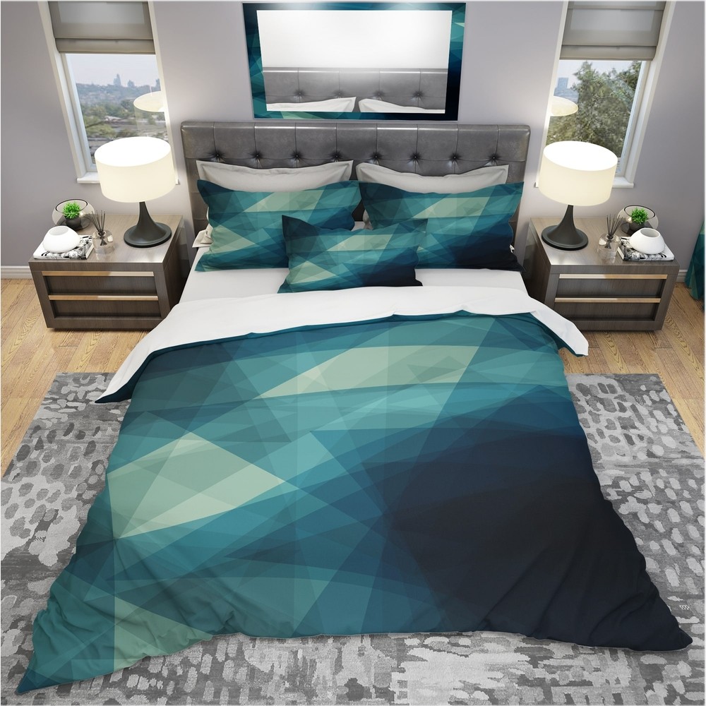 Designart 'Abstract Geometric Shades of Blue' Modern &