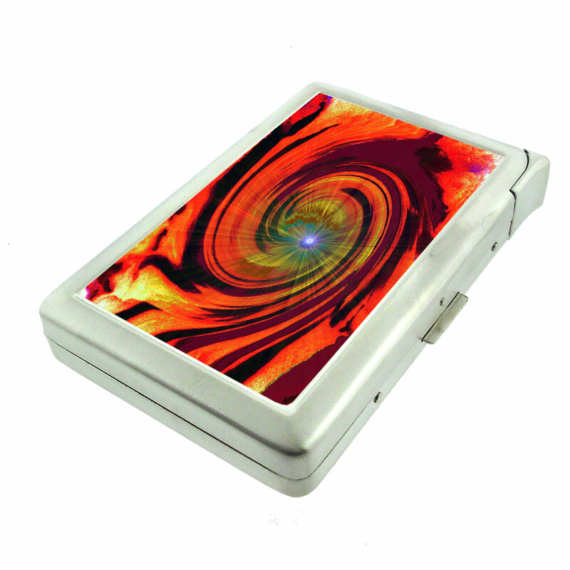 Abstract Art Em12 Cigarette Case with Built in Lighter Metal Wallet-image
