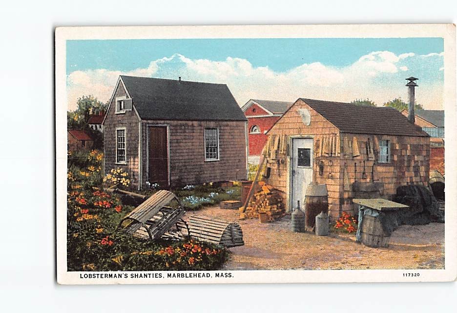 Postcard Lobsterman's Shanties Marblehead Massachusetts USA North America