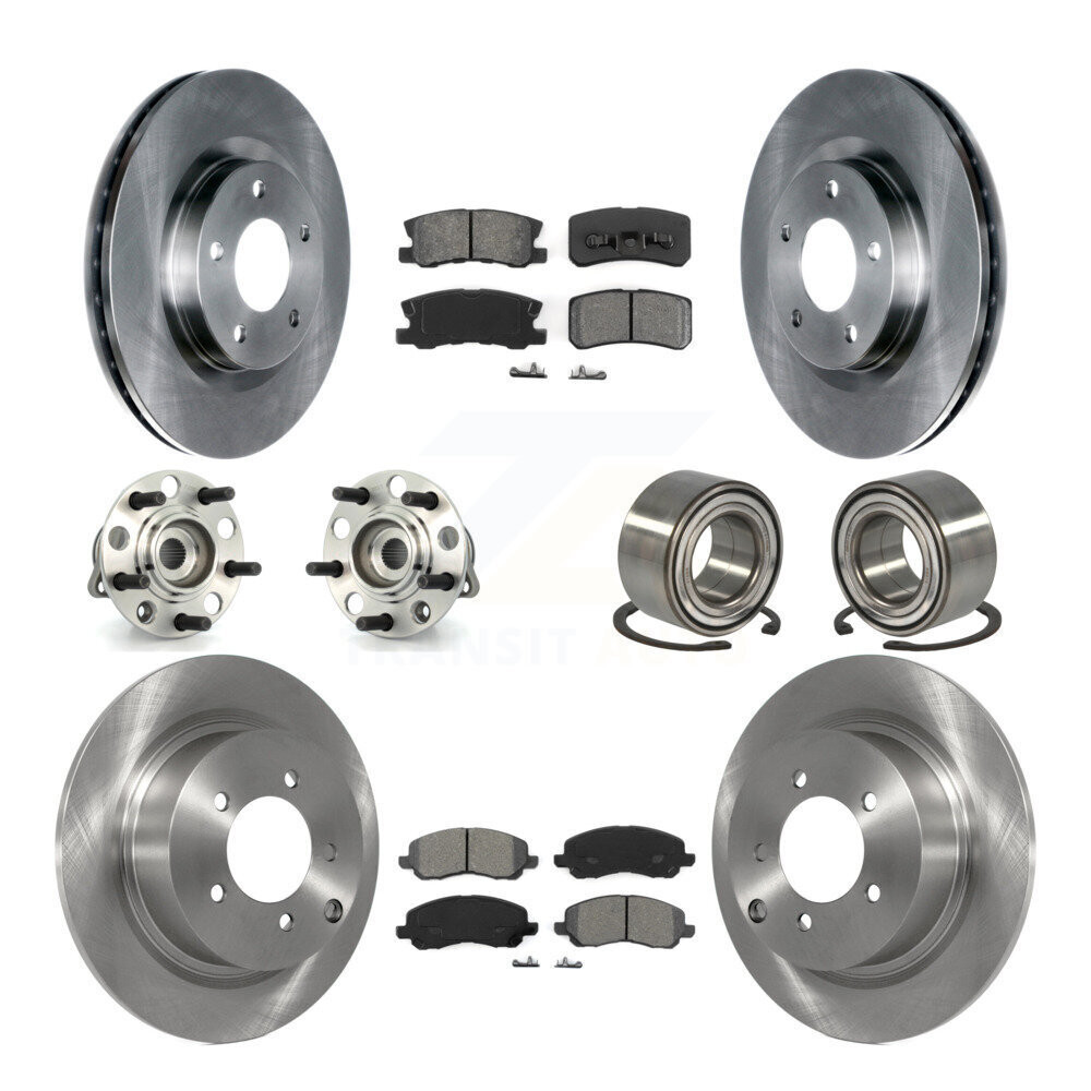 Jeep Patriot Compass Front Rear Hub Bearing Brake Rotor Pads Kit 10Pc