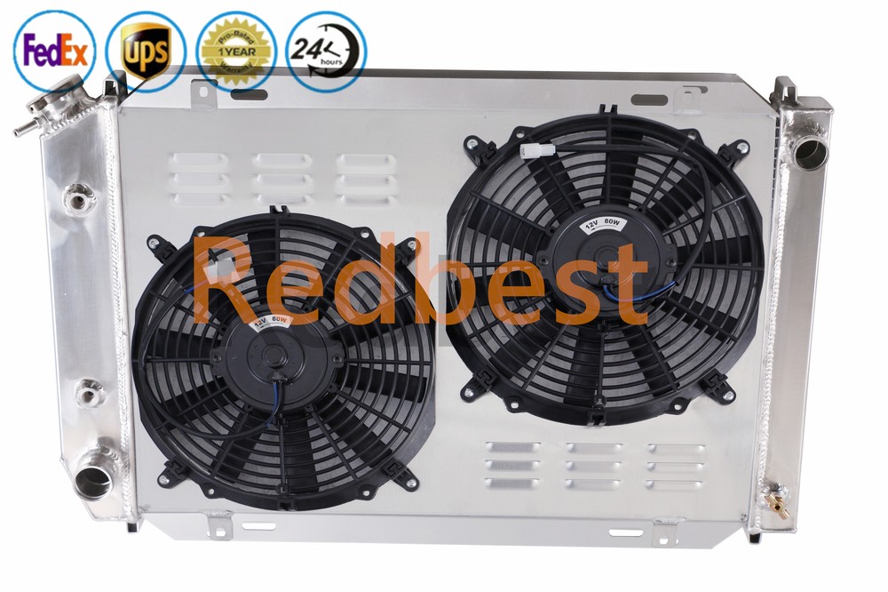 4 Row Alu Radiator+Shroud+Fan for 79-93 Ford Mustang/Foxbody/Mercury LX LTD 24