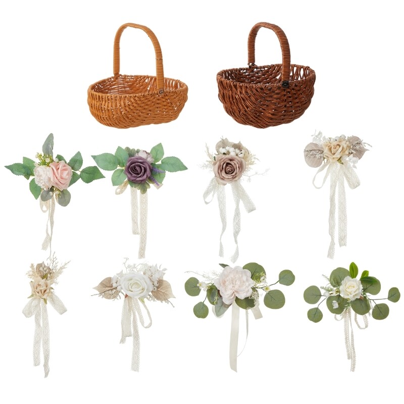 Elegant Wicker Flower Basket Handheld Decorative Pots for Indoor Outdoor Use