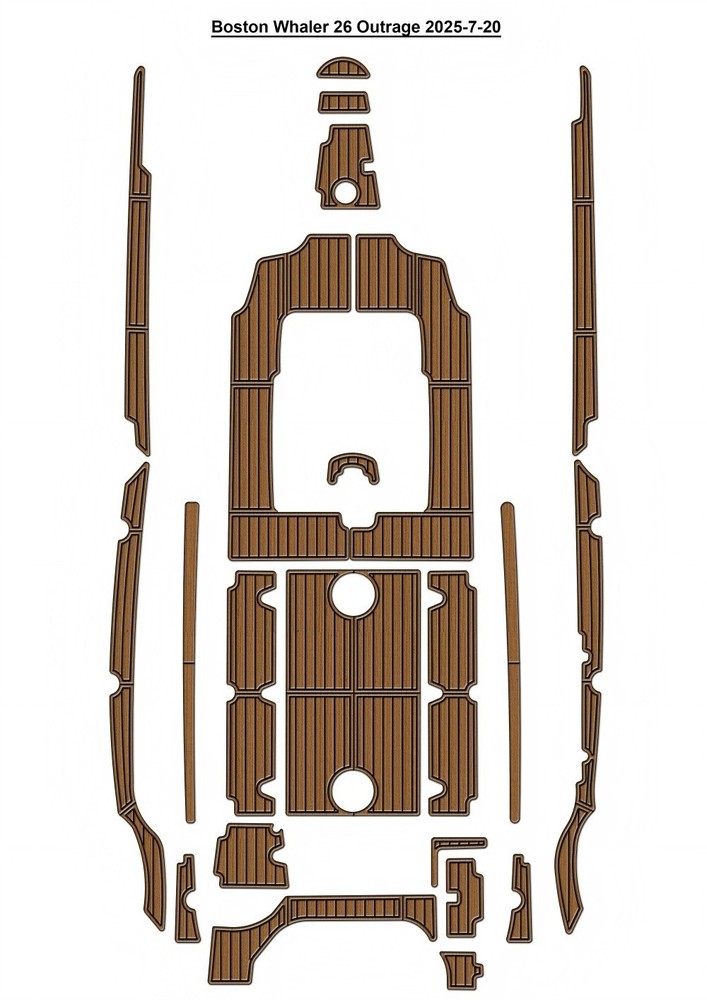 2000 Boston Whaler 26 Outrage Swim Platform Cockpit Mat Boat EVA Teak Floor Pad