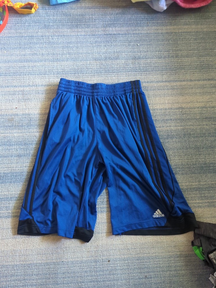 Adidas Climate Mens Athletic Shorts Black/Blue Size Small Elastic Waist Pockets