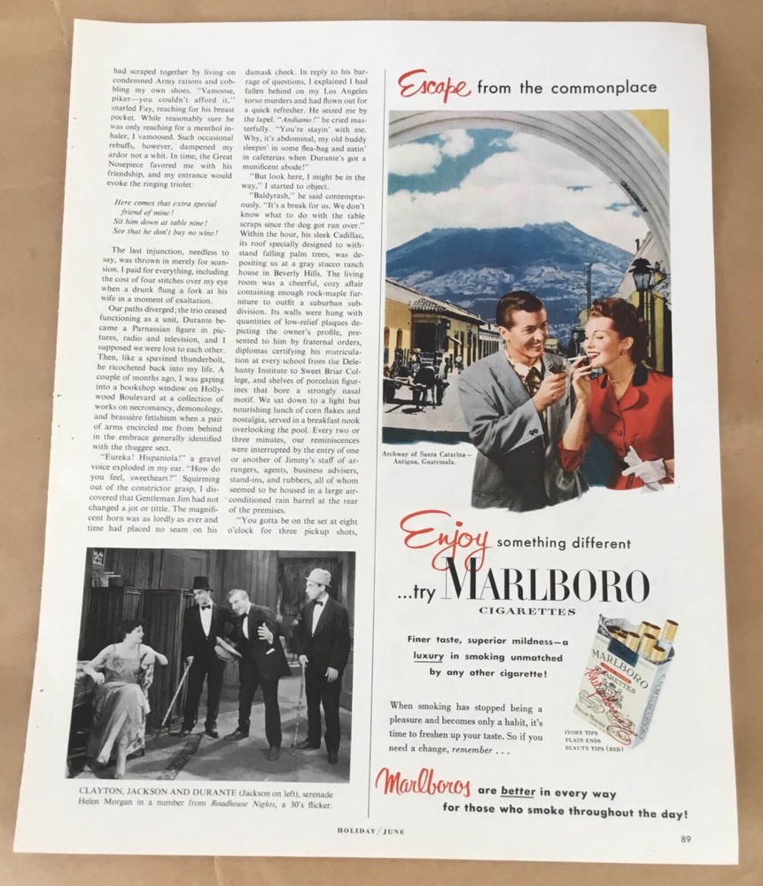 Marlboro cigarettes vintage print ad 1952 art retro decor 50s Antigua couple