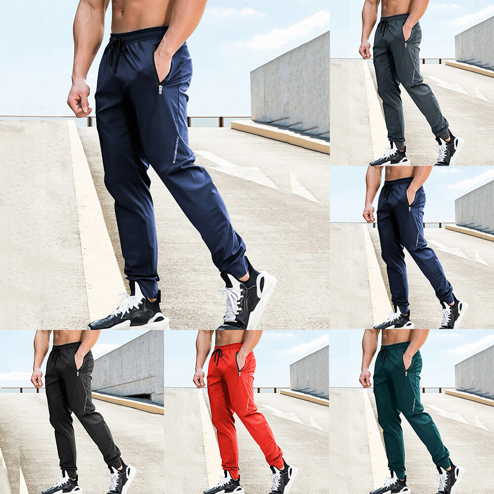 Men's Ice Silk Casual Trousers Comfortable Sports Gym Pants Multi Color
