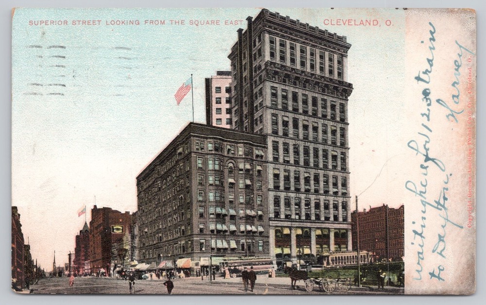 Cleveland Ohio, Superior Street View East from Square, Vintage Postcard