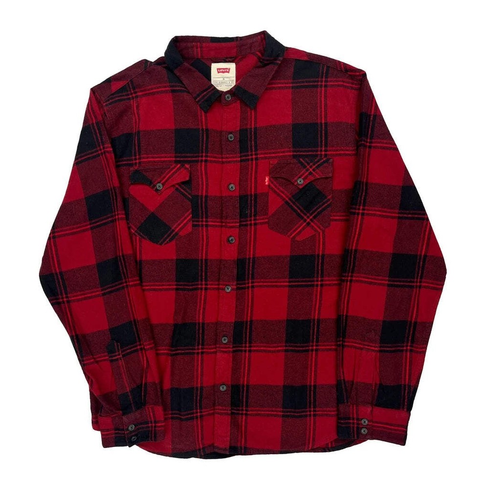 Levis Checked Flannel Shirt - XL Black Cotton