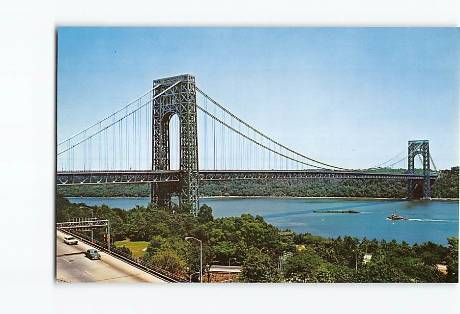 Postcard George Washington Bridge And Hudson River New York City New York USA