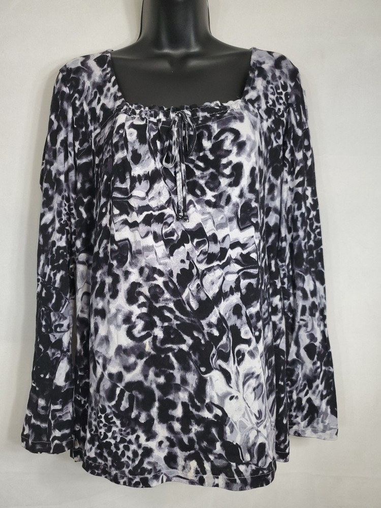 Daisy Fuentes Blouse Women's Size Large Long Sleeve Pullover 100% Cotton