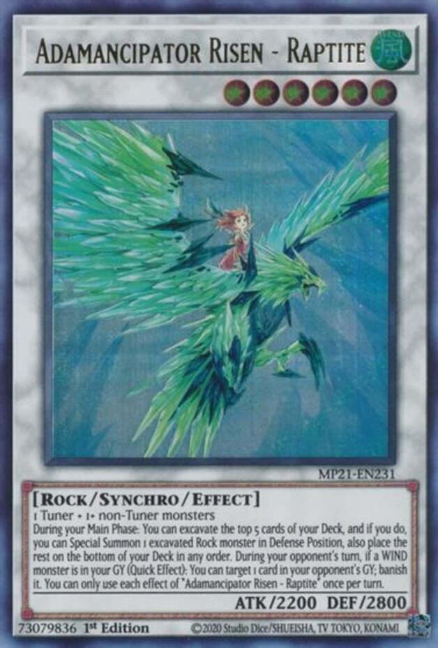 Yugioh Adamancipator Risen Raptite MP21-EN231 Ultra Rare 1st Edition