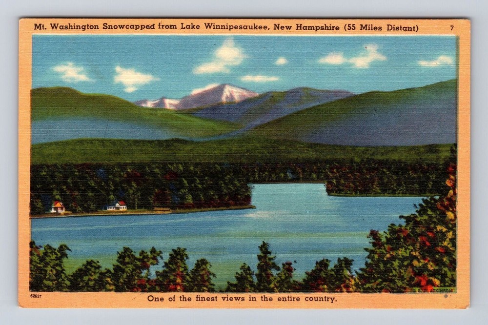 Lake Winnipesaukee NH-New Hampshire, Washington Snowcapped, Vintage Postcard