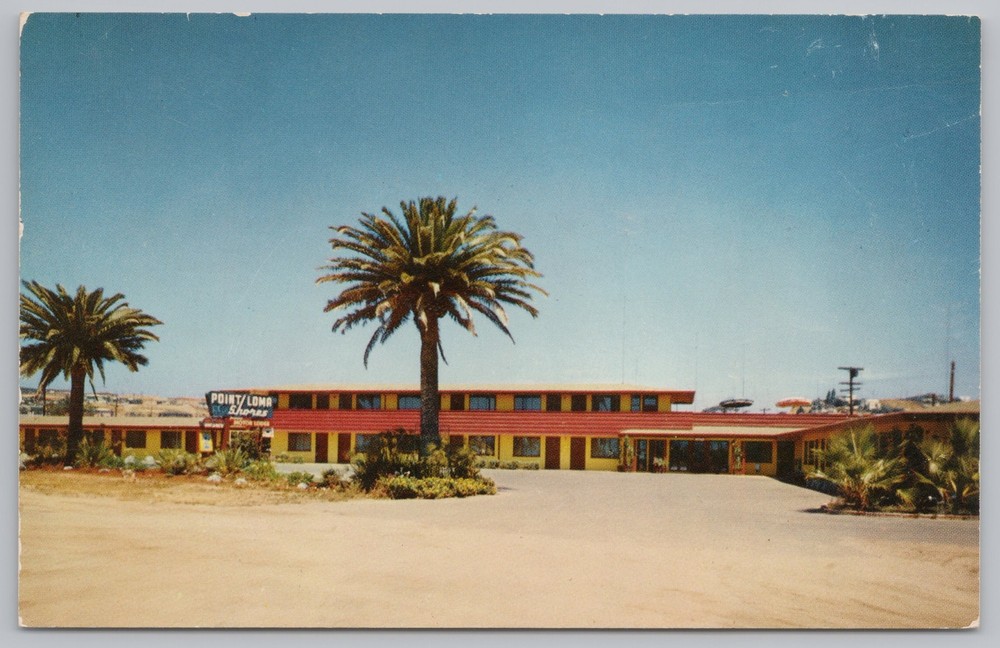 Roadside~San Diego California~Point Loma Shores Motor Lodge~Vintage Postcard