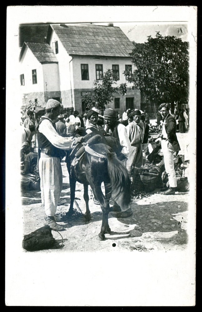 BOSNIA & HERZEGOVINA Jajce 1930s Street View Market. Real Photo Postcard