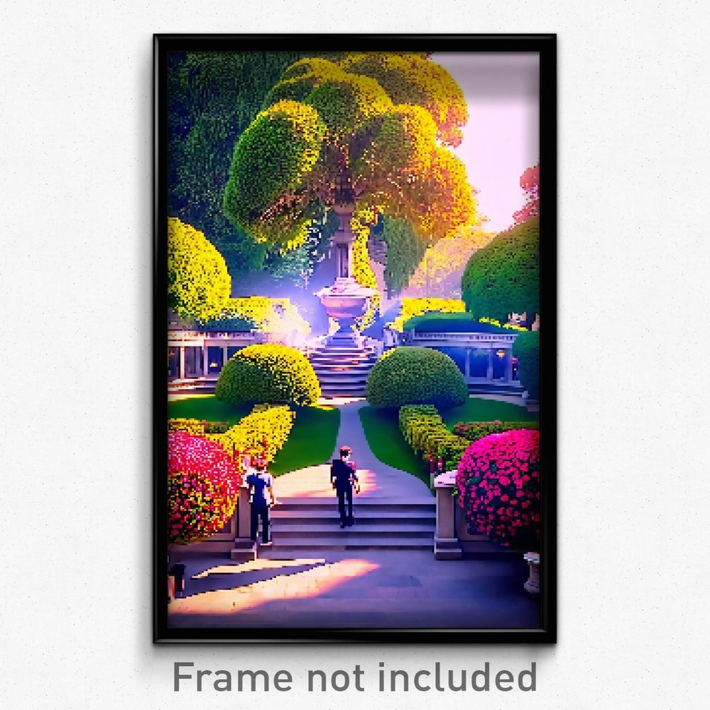 Pixel Art Poster - Grand Garden (8 Bit Psychedelic Trippy Video Game Print)