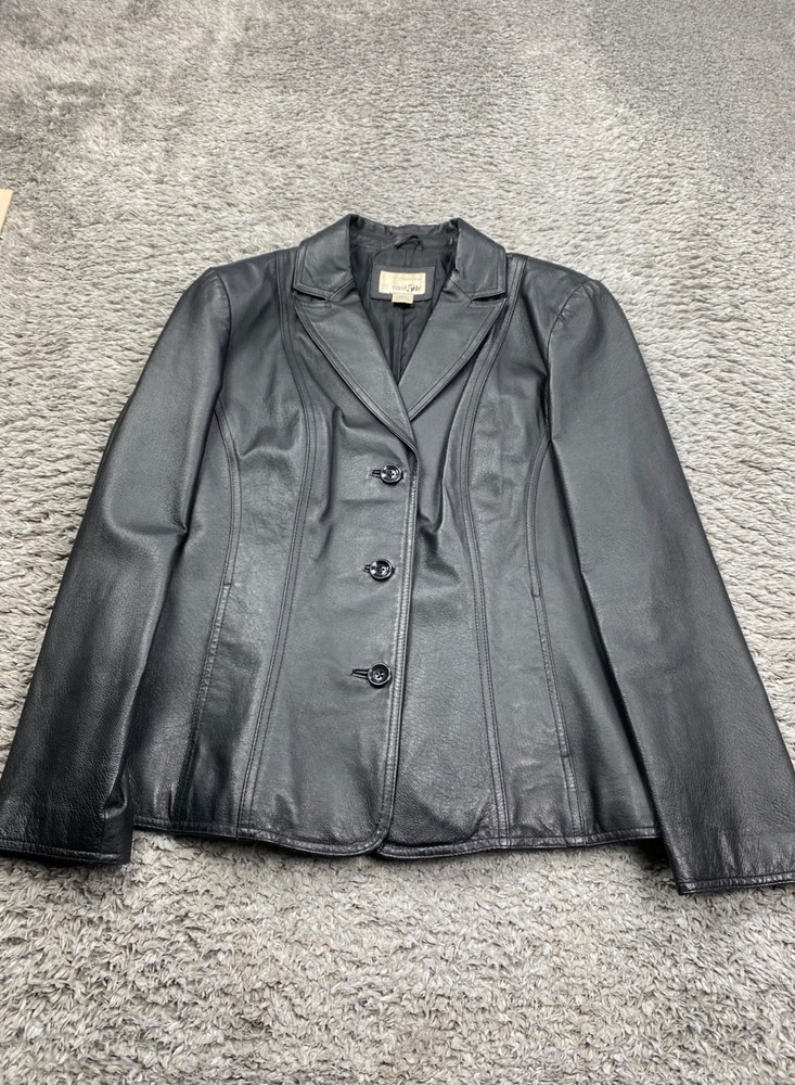 East 5th Leather Jacket Women Large Black Grudge Motorcycle Biker Bomber Coat