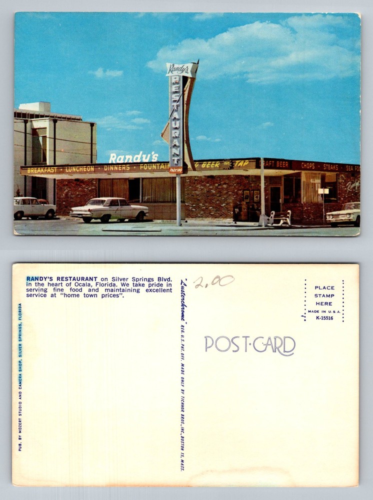 Ocala, FL-Florida, Randy's Restaurant On Silver Springs Blvd. Vintage Postcard