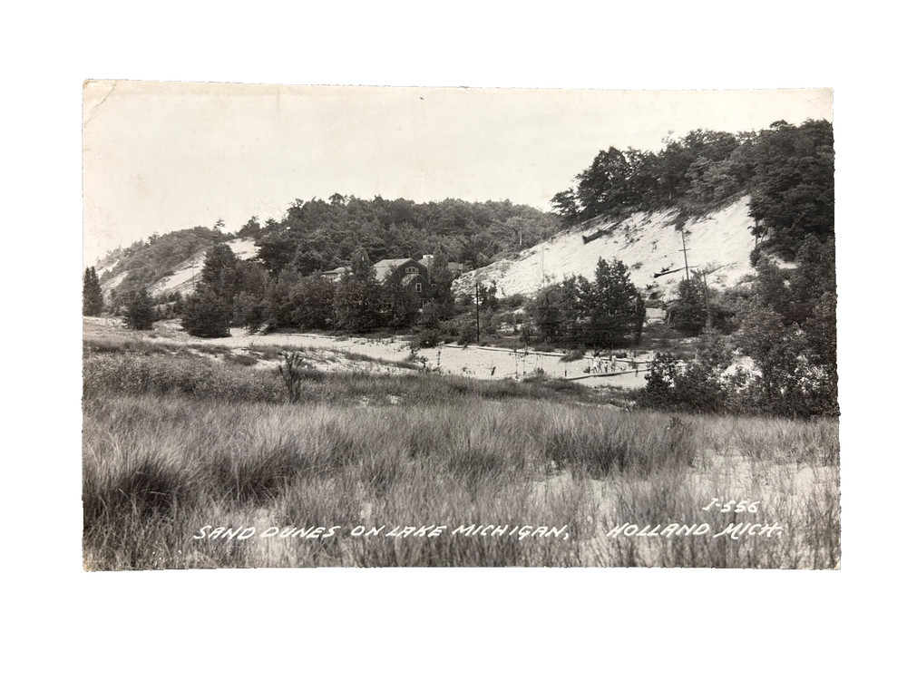 RPPC Sand Dunes on Lake Michigan, Holland Michigan Photo - Vintage Postcard