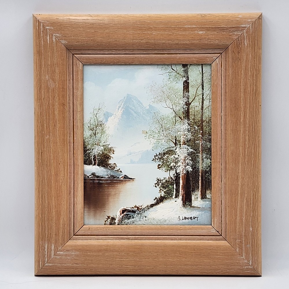 Vintage Alan Lampert Winter Mountain Landscape Oil Painting Original Signed Art