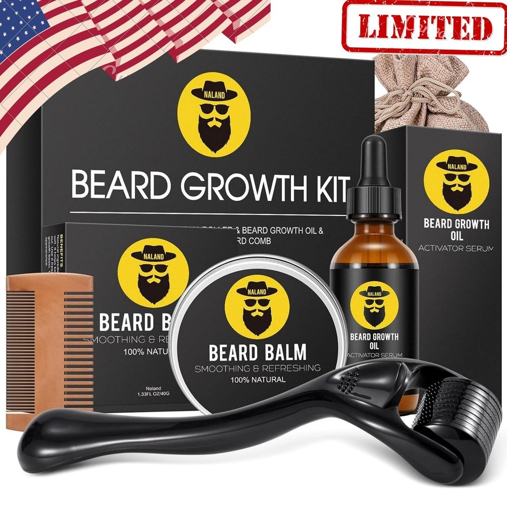 Beard Growth Kit For Men With 2Oz Nourishing Oil & Care Essentials