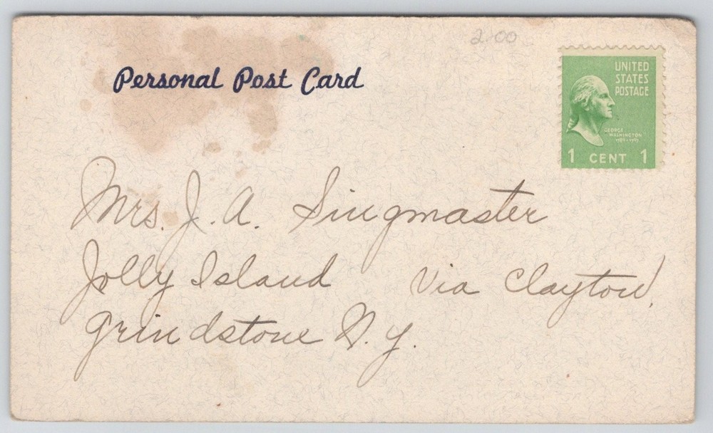 Bronxville NY Personal Post Card, Lawrence Park West, Two Durham Road, Posted