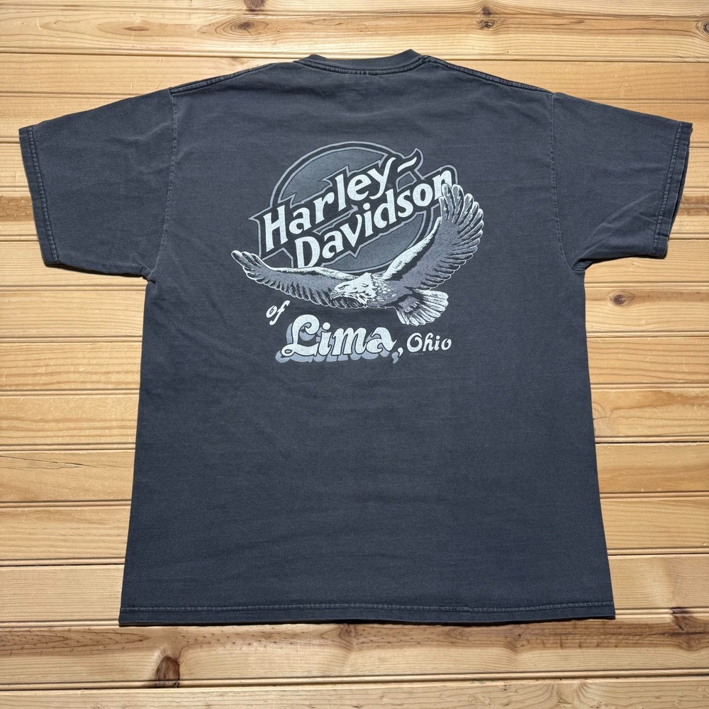 Vintage 1998 Harley-Davidson Lima Ohio Embroidered Logo Biker T-Shirt USA Large